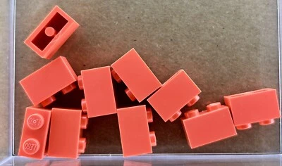 LEGO Parts Lot x (10) Ct ~ 1 X 2 Coral BRICK ~ No# 3004