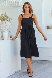 Bellamae Black Tie Waist Singlet Maxi Dress