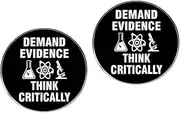 [ZENRUIMING] 2pcs humor reasoning pins, DEMAND EVIDENCE THINK CRITICALLY button pins alloy lapel pins, Metal, no gemstone