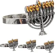 GREENADSCAPE 4pcs Menorah Napkin Napkin Buckles for Hanukkah Table Decoration Reusable Serviette Holders Elegant Table Centerpiece for Banquet and Dinner Settings