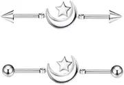 [DATOA] Industrial Barbell Earring Stainless Steel Cartilage Helix Stud Earrings CZ Industrial Bars Piercing Jewelry for Women Men