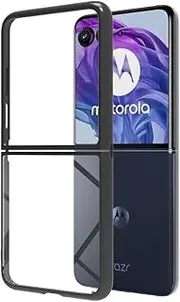 [Hongxinyu] Crystal Clear Case for Motorola Moto Razr Plus 2025, Slim Thin Soft TPU Bumper & Hard PC Back Shockproof Scratch Resistant Protective Phone Case for Motorola Razr+ 2025 (Transparent Black)