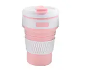 Creative Silicone Folding Cup Portable Travel Retractable Cup Collapsible Travel Cup Folding Camping Cup-Pink