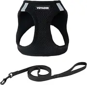 Voyager Step-in Air Cat Leash Harness Set - All Weather Mesh, Step in Vest Harness for Small and Large Cats by Best Pet Supplies - Black, M (Chest 15-17")