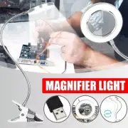 Magnifier LED Lamp 8X Magnifying Glass Desk Table Light Reading Lamp with Clamp