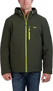 [HFX] Men's Water Resistant Softshell Jacket Long Sleeve Zip Up Sherpa Lined Hooded Coat