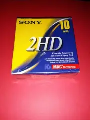 Sony 2 HD 3.5" High Density Micro Floppy Diskette Pack of 10 MAC Formatted 2HD