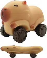 Capybara Squishy Cars Squeeze Toys, Super Fun Animal Squeeze Stretchable Fidget Cars Vehicle Elastic Silicone Stretch and Squeeze Stress Toys for Kids and Teens as Well as Adults of Gift (Brown)