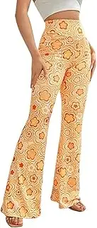[Generic] Women's Casual Daily Printed and Elastic waistbandprinted Home Pants Flared Pants