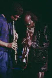 jazz musicians Bob Berg and Miles Davis performing at Wembley Conf - Old Photo 2