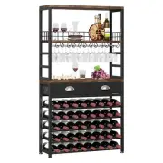 Homeiju Bar Cabinet with Wine Rack 6-Tier Tabletop Drawer and Wine Storage fo...