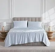 [Linen Closet] Luxury Cotton 1000 Thread Count Egyptian Cotton 4-Piece Sheet Set, Queen, Light Blue
