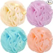 Shower Sponge Exfoliating Mesh Pouf Shower Ball Bath Sponges(4Pack 50G Colorful)