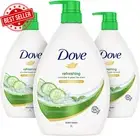 Body Wash Refreshing, 1L X 3 Pack, Mild and Gentle Formula, Cucumber & Green Tea