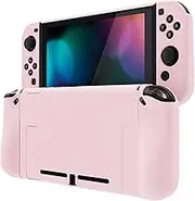 PlayVitalUpgraded Dockable Case Grip Cover for Nintendo Switch, Ergonomic Protective Case for Nintendo Switch, Separable Protector Hard Shell for Joycon - Cherry Blossoms Pink