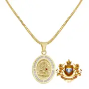10K Real Solid Yellow Gold Santa Barbara Religious Mini Pendent Charm 1'' Unisex