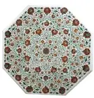Marble Dining Table Top Floral Pattern Inlay Work Lawn Table with Elegant Look