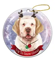 Holiday Pet Gifts Clumber Spaniel Lemon/White Dog Porcelain Christmas Ornament