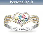 Our Family Is A Garden Of Love Personalised Birthstone Ring