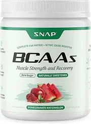 SNAP BCAA Powder Essential Amino Energy Supplement with Nitric Oxide Booster - Watermelon Flavor - Pre Workout Powder, Recovery Supplements Post Workout, Muscle Strength & Performance (30 Servings)