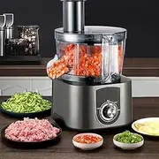 600Welectric Food Processor, 5L Vegetable Fruit Cutting Machine with 2 Types of Molds, Adjustable 2-Speed Cutting Speed and Washable, Fast Accurate Even, for Carrots, Potatoes, Cucumbers