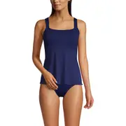 Lands' End Adjustable Scoop Neck Flutter Tankini Top in Deep Sea Navy at Nordstrom, Size Medium