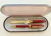 NICE Retractable Ballpoint Pen & Letter Opener SET in Plastic Presentation Case