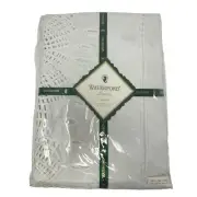 Waterford Linens LISMORE Cutwork WHITE Oval Tablecloth 66“ X 104” NEW Vintage