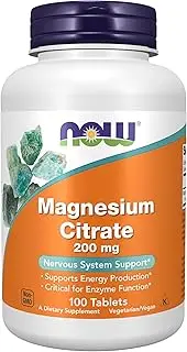 NOW Magnesium Citrate 200mg, 100 Tablets (Pack of 3)