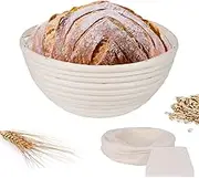 Round Bread Proofing Basket, Bread Proofing Basket Set, Banneton Bread Proofing Baskets, Sourdough Proving Basket with Dough Scraper and Linen Liner, Bread Making Tools for Professional & Home Bakers