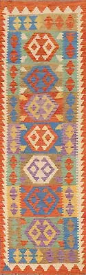 Tribal Nomadic-inspired Reversible Kilim Kelim 10' Rug Runner for Hallway 3x10