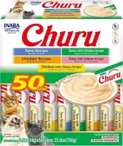 Inaba Churu Puree Lickable Cat Treats Tuna & Chicken Variety Box 50 x 14g
