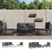 Outdoor Lounge Set 5 Piece Patio Sectional Sofa Set with Cushions Steel vidaXL