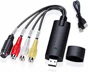 Video Capture Card, USB Video Capture Device,RCA to USB Audio Video Converter,VHS Mini DV VCR Hi8 DVD to Digital Converter for PC TV Tape Player Camcorder,Support PAL/NTSC