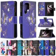 For Samsung S22 S21 S20 FE Ultra S10 Plus Case Pattern Leather Wallet Flip Cover