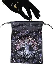 Tarot Card Bag, Tarot Pouch with Moon Phase Pattern and Drawstring, Portable Crystal Bag for Earrings, Necklaces, Oracle Decks, Runes, Stones, Dice, 91, 説明を参照してください