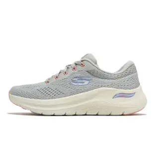 【SKECHERS】休閒鞋 Arch Fit 2 Big League 女鞋 灰 白 輕量 緩衝 厚底 足弓支撐 運動鞋(150051-LGMT)