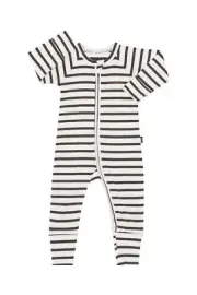 Bonds: Long Sleeve Zip Wondersuit - Grey Stripes (Size 2)