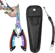 Split Ring Pliers,Colored Titanium Stainless Steel Fishing Scissors - Non-Slip Fish Tool Braid Cutter Multi-Function for Freshwater & Catfish