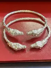 west indian sterling silver bangle .925, 68.8grams.new. Two Pc 7.5 Inch Horse