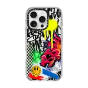 iPhone 16 Pro Clear Case MagSafe Compatible Graffiti Sticker Grunge