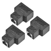 RJ45 Coupler Inline Connector 1 to 2 Splitter Cat7 Cat6 Cat5e 37x44x21mm 3Pcs