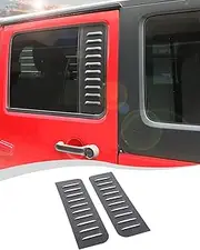 Hoolcar Rear Door Window Decals Aluminum Alloy Glass Panel Cover Compatible with Jeep Wrangler JK Unlimited 4-Door 2007-2017, Black, Exterior Accessories