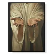 GGP Wall Art 70Cmx100Cm Jesus Nail Hand Black Frame Canvas