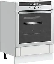 Lucca White Engineered Wood Kitchen Oven Cabinet, Adjustable Feet Storage Unit for Microwave, Moisture Resistant Space Saving Design