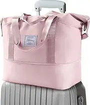 [Trifabricy] Travel Duffel Bag, Large Shoulder Weekender Overnight Bag, Carry on Bag with Wet Pocket, Sports Tote Gym Bag for Women, Pink