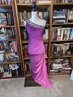 Juno purple ombre one shoulder maxi gown sz small nwt sparkly collar