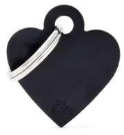 My Family Basic Heart Pet Tag Collar Accessory Black - 2 Sizes
