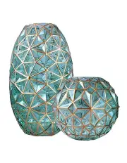 [SOGA] Diamond Cut Glass Flower Vase Round Jar in Assorted