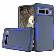 For Google Pixel 7 Pro 3in1 Case Drop Resistant Defender Tradies Hybrid Armor Heavy Duty Rugged Shockproof Tough Cover (Navy Blue)